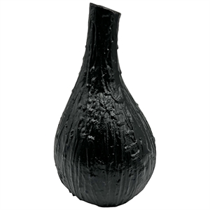 Pemberly Row 12&quot Tall Decorative Handmade Aluminum Bottle Flower Vase in Black