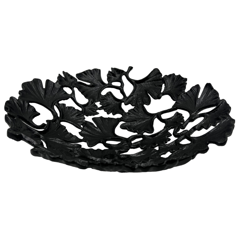 Pemberly Row 15-inch Wide Decorative Handmade Aluminum Ginkgo Leaf Bowl