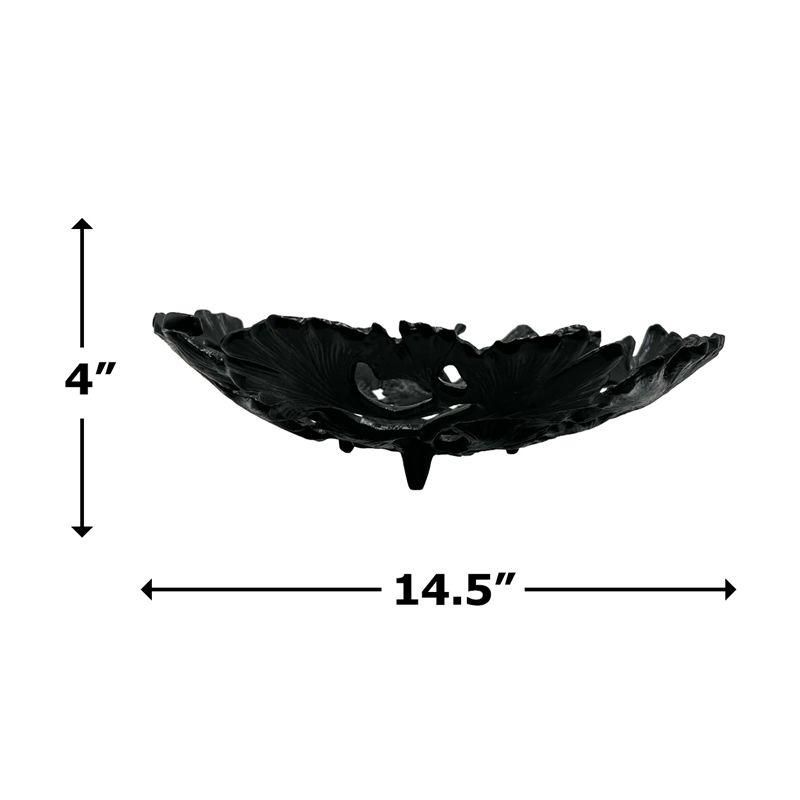 Pemberly Row 15-inch Wide Decorative Handmade Aluminum Ginkgo Leaf Bowl