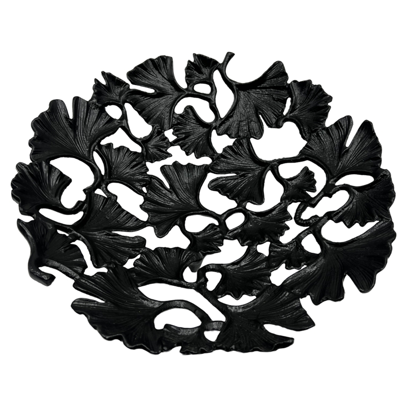 Pemberly Row 15-inch Wide Decorative Handmade Aluminum Ginkgo Leaf Bowl