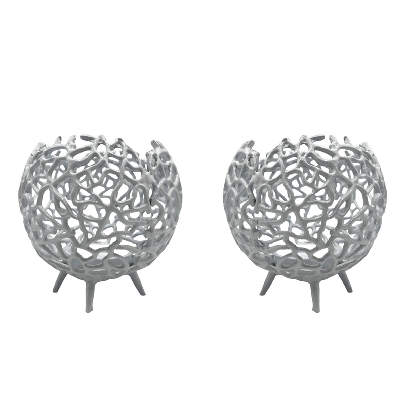 Pemberly Row Decorative Handmade Aluminum Round Votive Candle Holder (Set of 2)