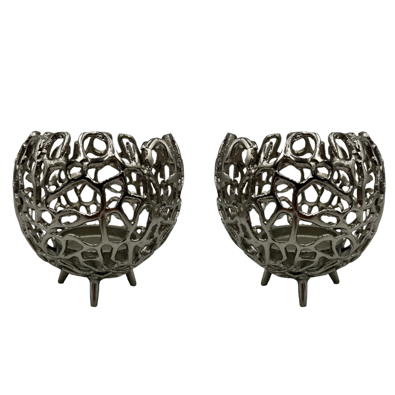 Pemberly Row Decorative Handmade Aluminum Round Votive Candle Holder (Set of 2)