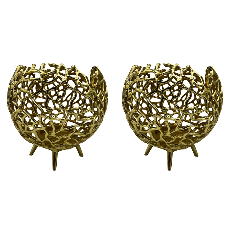 Pemberly Row Decorative Handmade Aluminum Round Votive Candle Holder (Set of 2)
