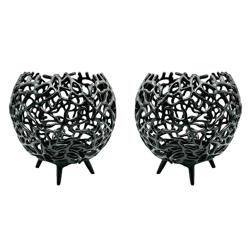 Pemberly Row Decorative Handmade Aluminum Round Votive Candle Holder (Set of 2)