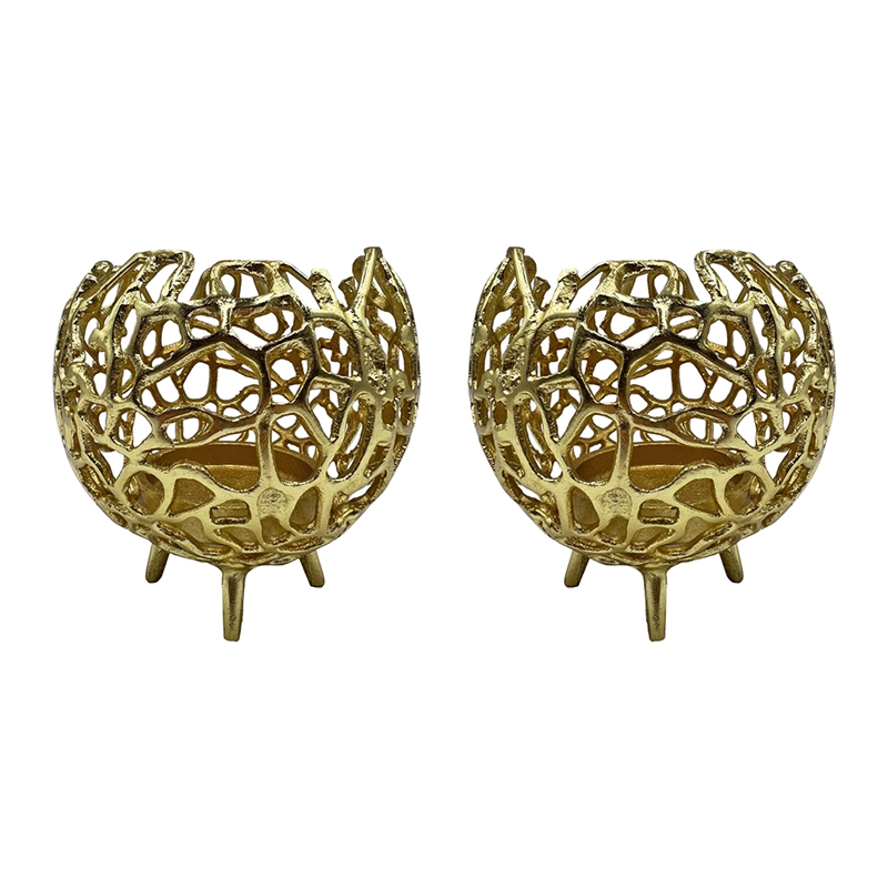 Pemberly Row Decorative Handmade Aluminum Round Votive Candle Holder (Set of 2)