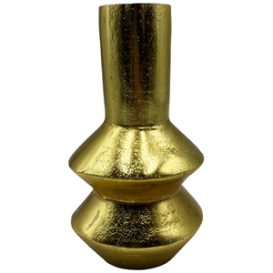 Pemberly Row 8&quot High Decorative Handmade Aluminum Modern Flower Vase in Gold
