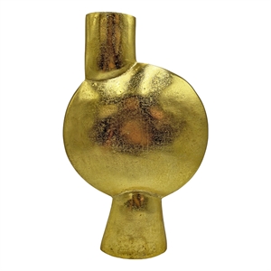 Pemberly Row 16&quot Decorative Handmade Aluminum Abstract Round Flower Vase in Gold