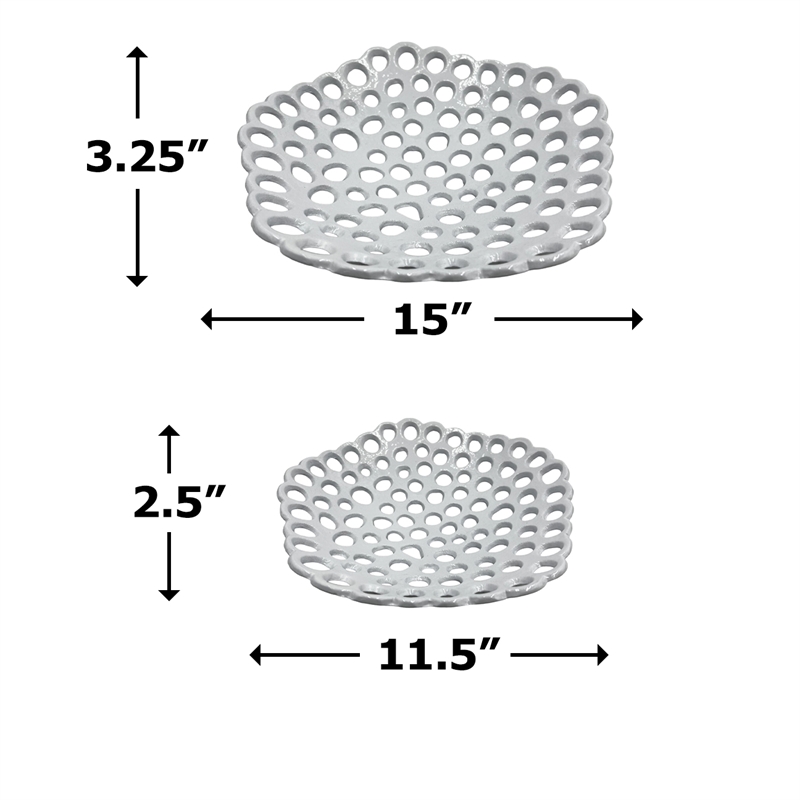 Pemberly Row Set of 2 Decorative Handmade Aluminum Pentagon Bowl