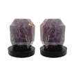 Pemberly Row Matte Black Brass Bathroom Faucet with Purple Amethyst Handles