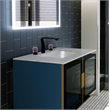 Pemberly Row Matte Black Brass Bathroom Faucet with Purple Amethyst Handles