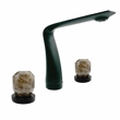 Pemberly Row Matte Black Brass Bathroom Faucet with Dark Rock Crystal Handles