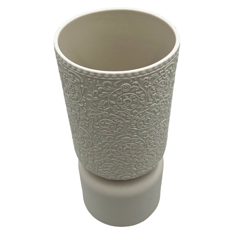 Pemberly Row 12-inch Tall Modern Ceramic Flower Vase in White