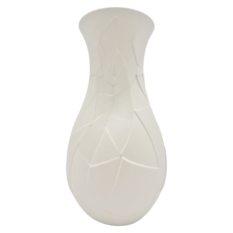 Pemberly Row Contemporary 12-inch Tall Ceramic Flower Vase in Whtie