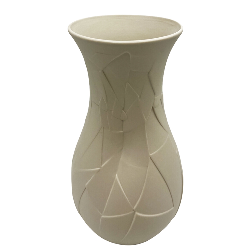 Pemberly Row Contemporary 12-inch Tall Ceramic Flower Vase in Beige
