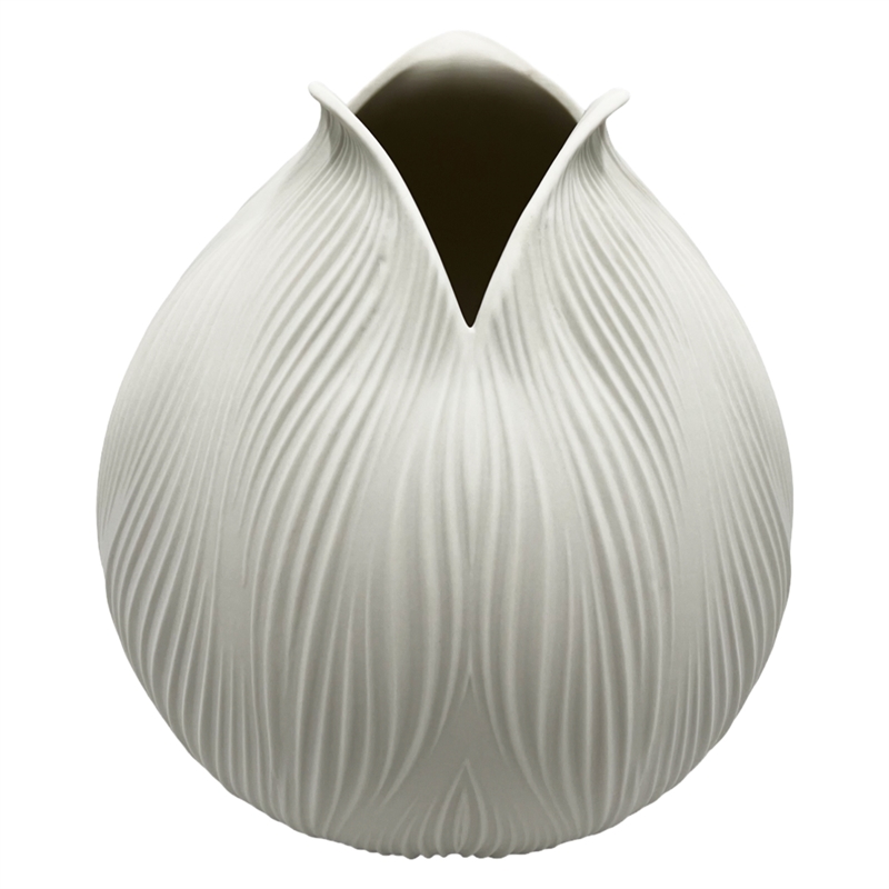 Pemberly Row 9-inch Tall Modern Ceramic Flower Vase in White
