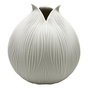 Pemberly Row 9-inch Tall Modern Ceramic Flower Vase in White