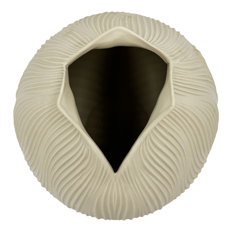 Pemberly Row 9-inch Tall Modern Ceramic Flower Vase in Beige