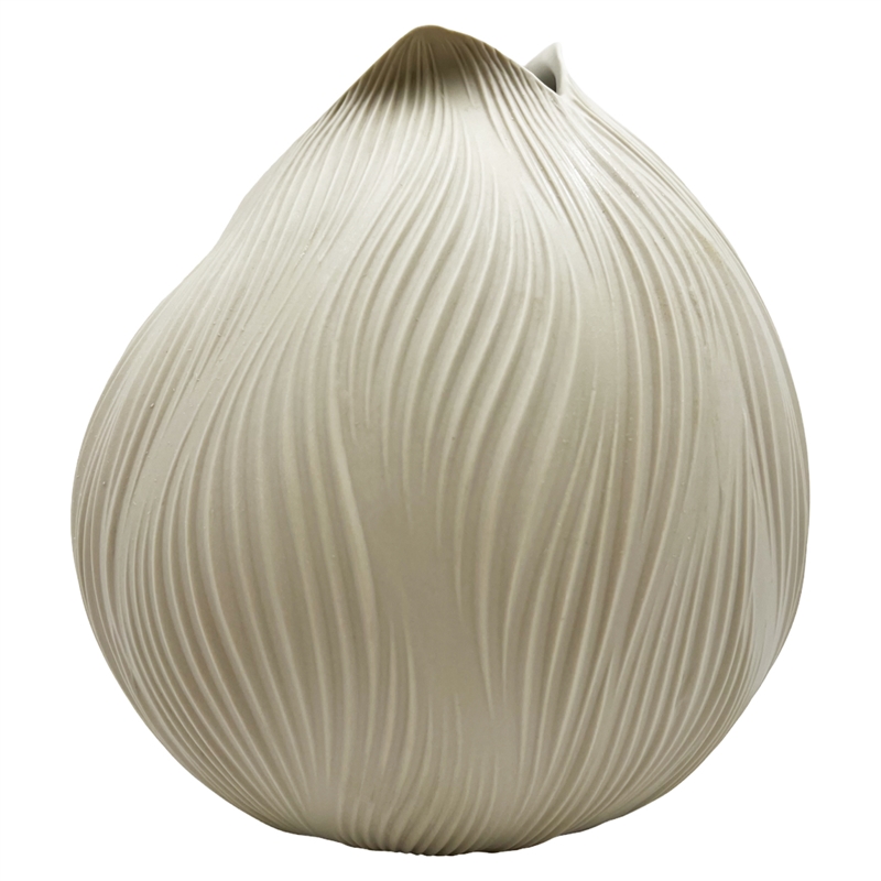 Pemberly Row 9-inch Tall Modern Ceramic Flower Vase in Beige
