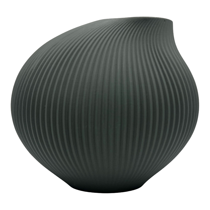 Pemberly Row 7-inch Wide Modern Ceramic Vase for Flowers in Grey