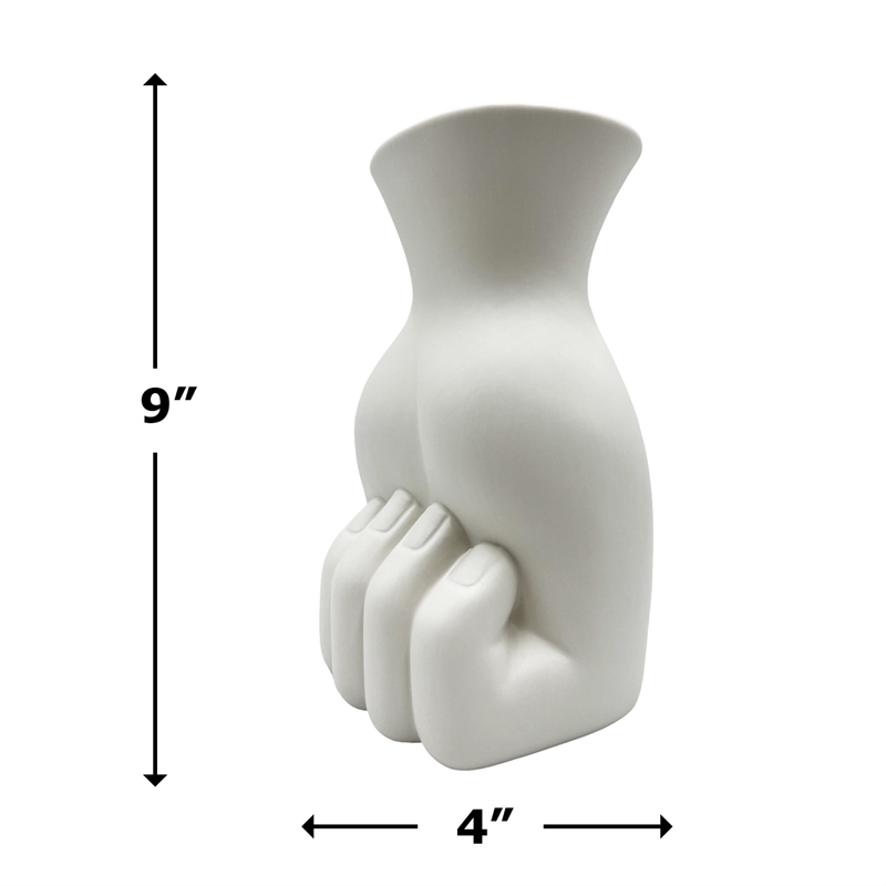 Pemberly Row Contemporary 9-inch Tall White Hand Ceramic Vase