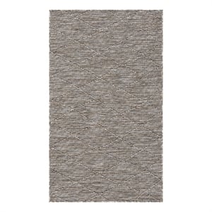 Pemberly Row 36&quotx60&quot Contemporary Fabric Rug in Gray and Mocha