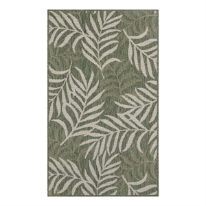Pemberly Row Contemporary Home Garden Oasis 3'x5' Green Ivory Area Rug