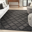 Pemberly Row Easy Care 12'x15' Charcoal Black Fabric Modern Area Rug