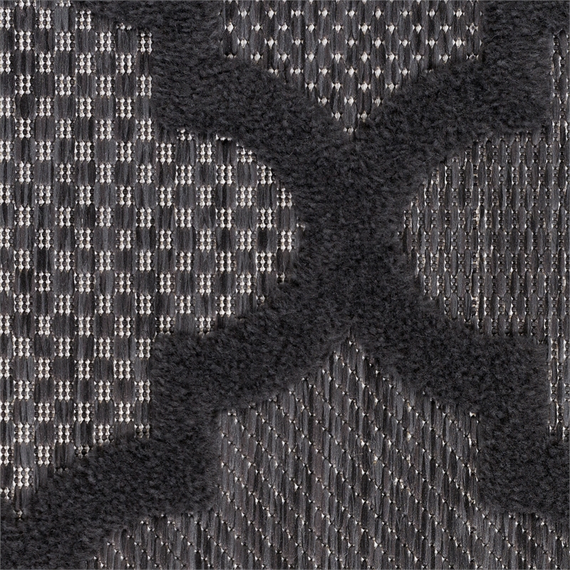 Pemberly Row Easy Care 10'x14' Charcoal Black Fabric Modern Area Rug