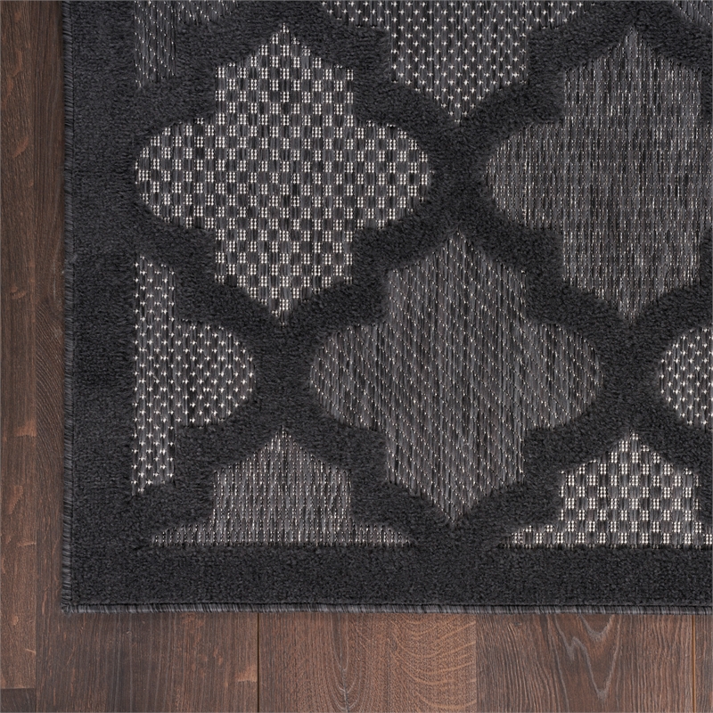 Pemberly Row Easy Care 10'x14' Charcoal Black Fabric Modern Area Rug