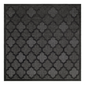 Pemberly Row Easy Care 9' Square Charcoal Black Fabric Modern Area Rug