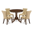 Pemberly Row 5-Piece Dining Set for Small Spaces in Antique Walnut/Brown