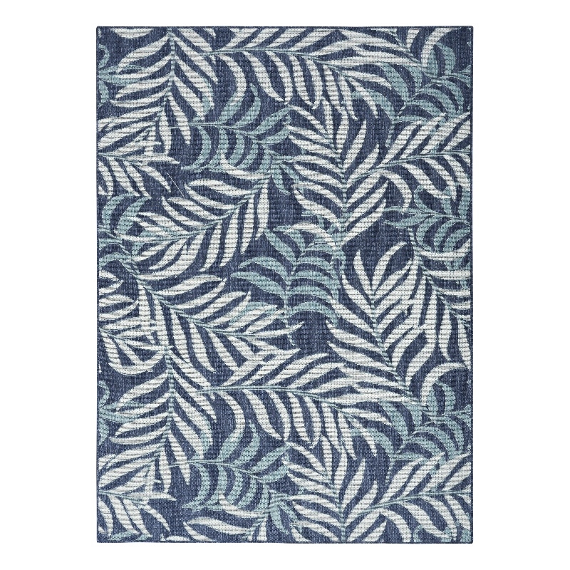 Pemberly Row Contemporary Home Garden Oasis 5'x7' Fabric Navy Area Rug