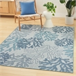 Pemberly Row Contemporary Home Garden Oasis 5'x7' Fabric Blue Area Rug