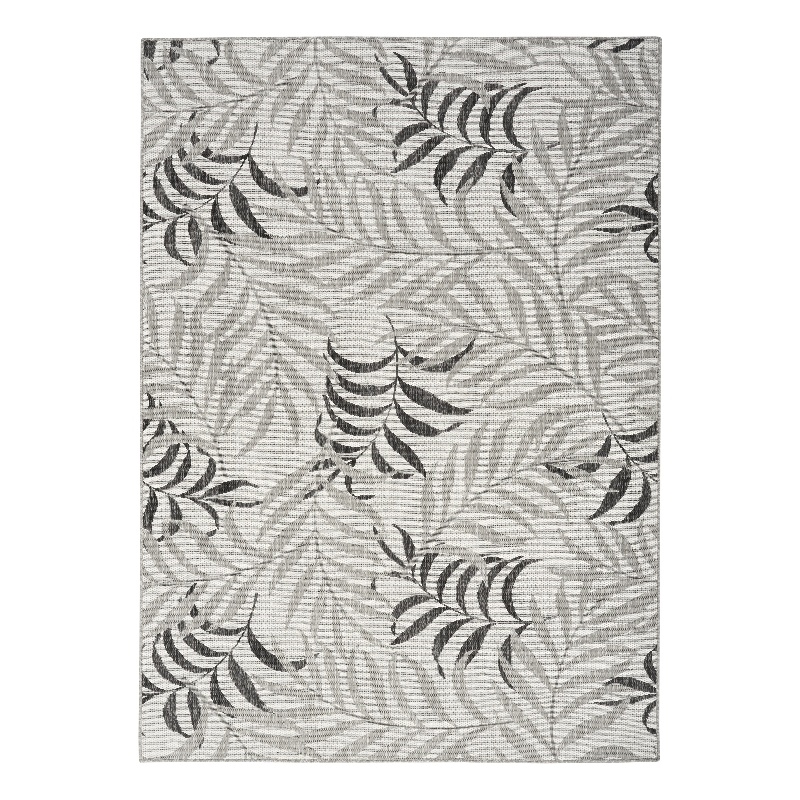 Pemberly Row Contemporary Home Garden Oasis 5'x7' Fabric Grey Area Rug