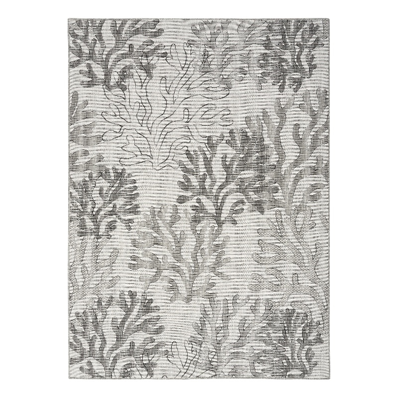 Pemberly Row Contemporary Home Garden Oasis 5'x7' Fabric Grey Area Rug