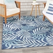 Pemberly Row Contemporary Home Garden Oasis 6'x9' Fabric Navy Area Rug