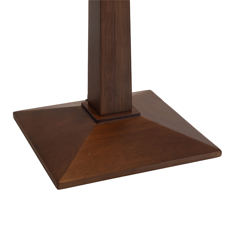 Pemberly Row Taper Table Lamp - Dark Walnut Wood Finish White Linen Shade