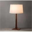 Pemberly Row Taper Table Lamp - Dark Walnut Wood Finish White Linen Shade