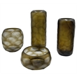 Pemberly Row Set of 4 Decorative Handmade Glass Rustic Artistry Vase in Brown