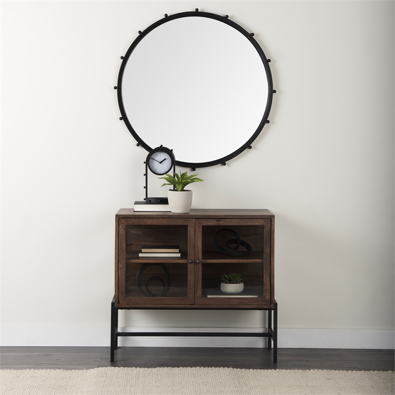 Pemberly Row Modern / Contemporary Large Black Finish Wall Mirror