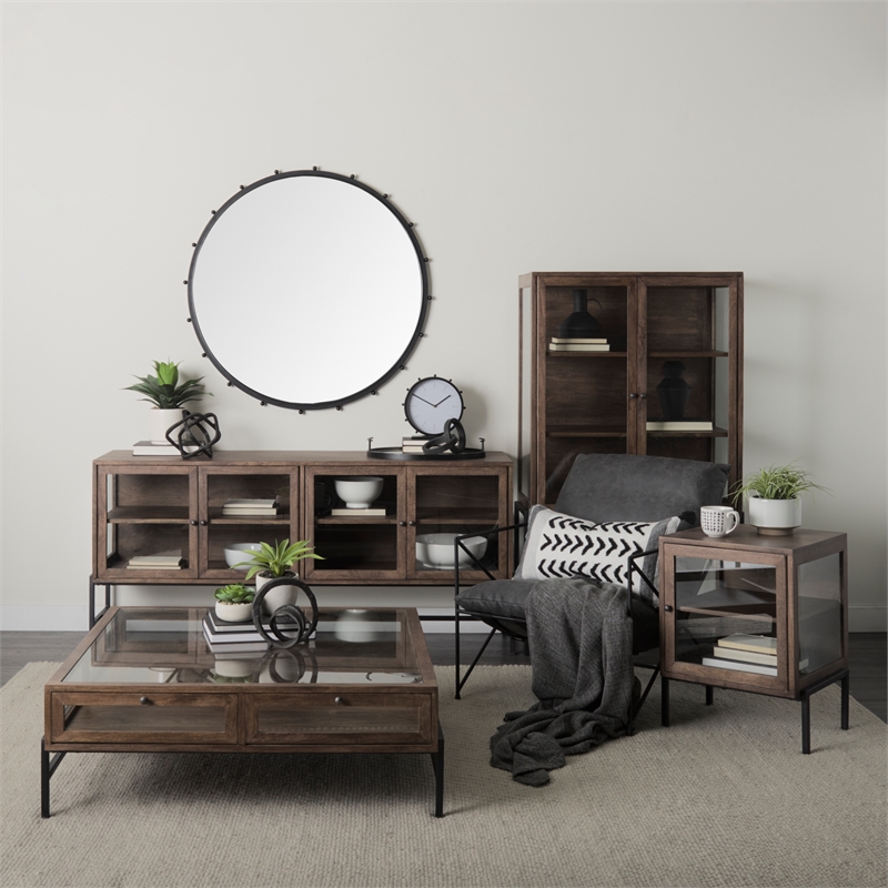 Pemberly Row Modern / Contemporary Large Black Finish Wall Mirror