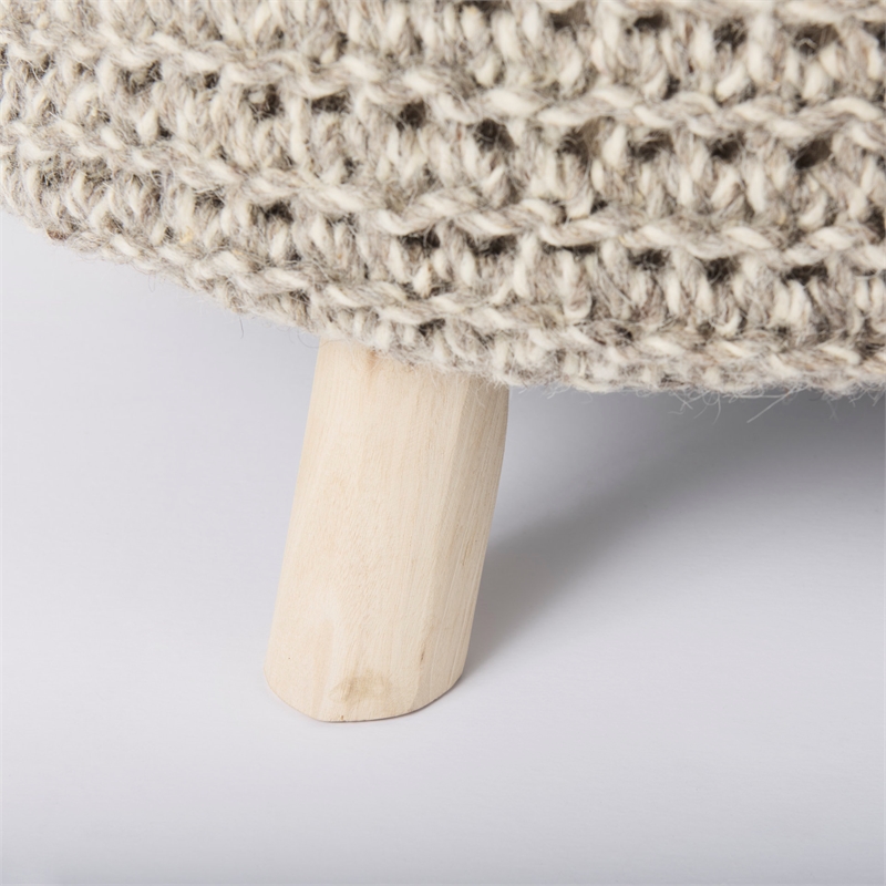 Pemberly Row Contemporary 24Lx24Wx14H Light Gray 4 Legged Wool Stool