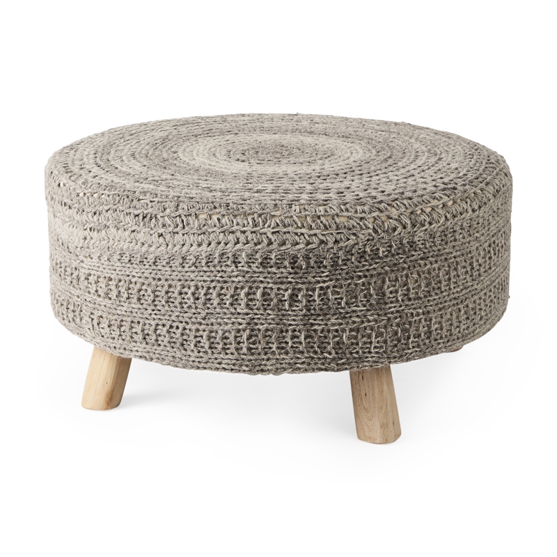 Pemberly Row Contemporary 30Lx30Wx15H Dark Gray 4 Legged Wool Stool