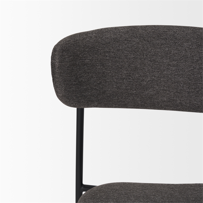 Pemberly Row Dining Chair with Gray Fabric & Matte Black Metal Set of 2