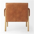 Pemberly Row Brown Faux Leather Fabric with Light Wood Accent Chair