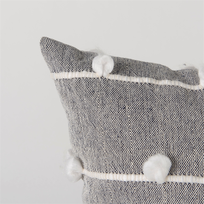 Pemberly Row 20x20 Navy And Cream With White Detail Decorative Pillow Cover