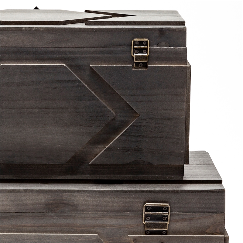 Pemberly Row Modern / Contemporary Brown Wooden Boxes (Set of 2)