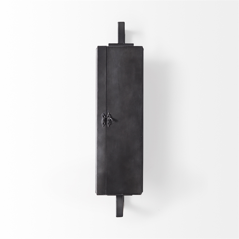 Pemberly Row Rectangular Large industrial Wall Clock in Black