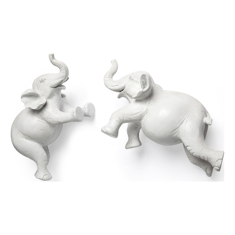 Pemberly Row Contemporary Set of 2 White Elephant Wall Decorations
