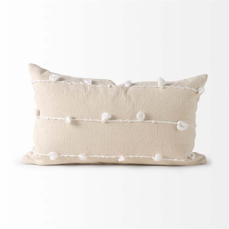 Pemberly Row 13x21 Cream With White Detail Decorative Pillow Cover